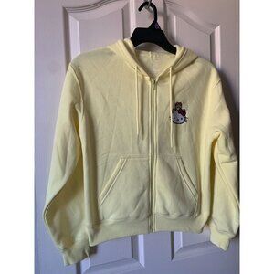 Hello Kitty Yellow Zip-Up Hoodie With Front Pockets & Hood For Women size S